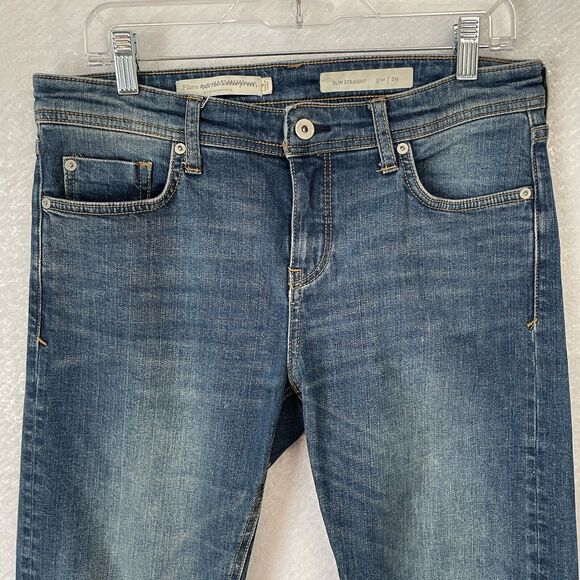 Pilcro Jeans Women’s 29 Blue Denim SLIM STRAIGHT Crop Raw Hem Anthropolgie - Picture 3 of 11